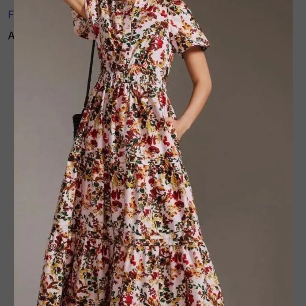 Anthropologie Maeve Somerset Women’s Petite Small Floral Cotton Maxi Dress